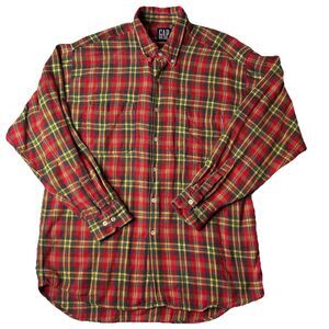 Vintage Gap Mens Tartan Plaid Flannel Size L Multi Color 90s Outdoors Colorful